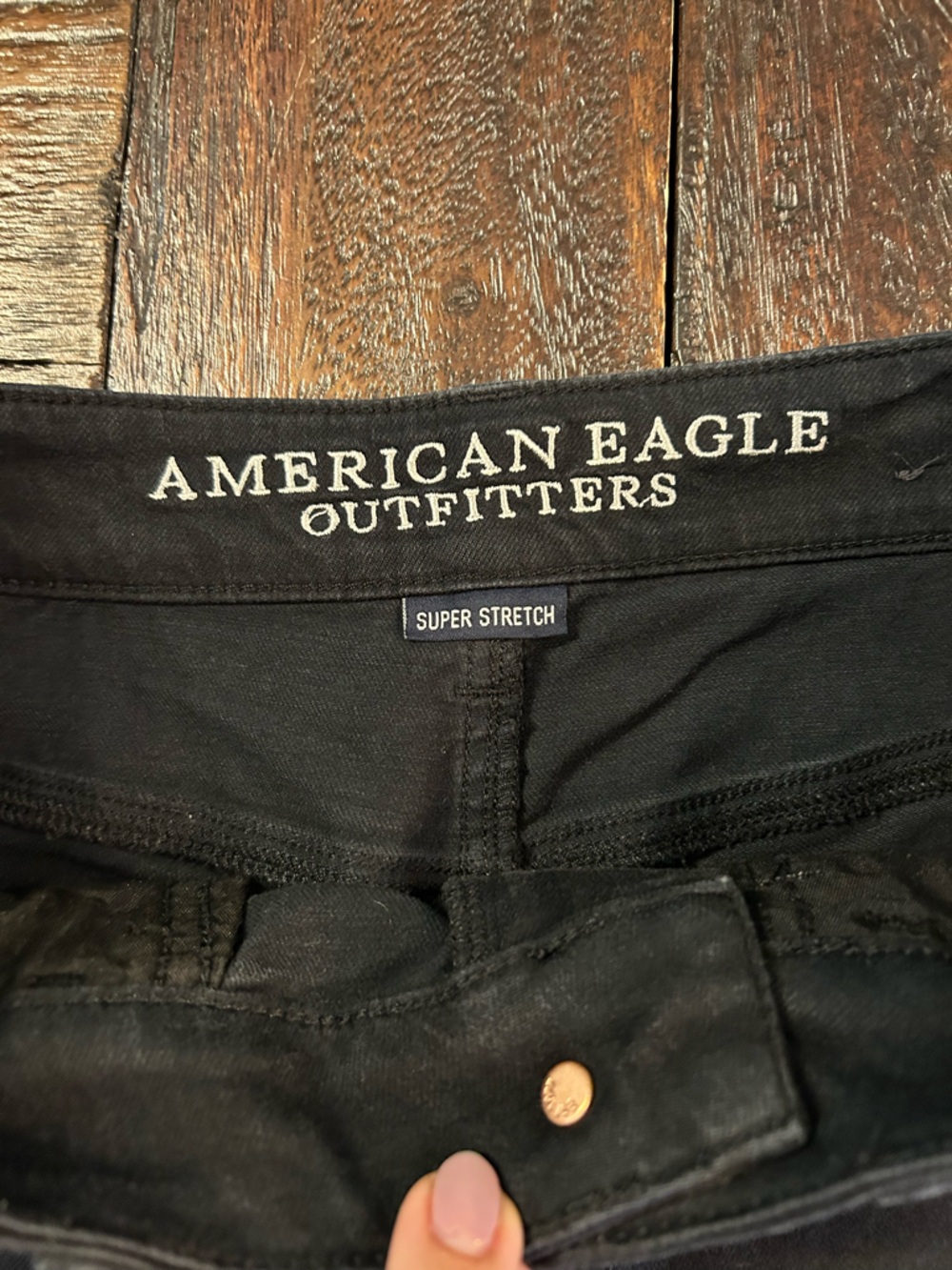 American Eagle Outfitters Black Super Stretch Midi Twill High Waist Denim Shorts - Picture 2 of 8